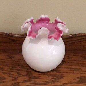 Antique Peachblow Ruffled Glass Vase